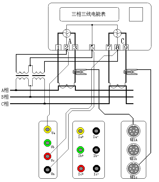 手持式多功能用电检查仪三相三线高压计量表计直接接入测试图